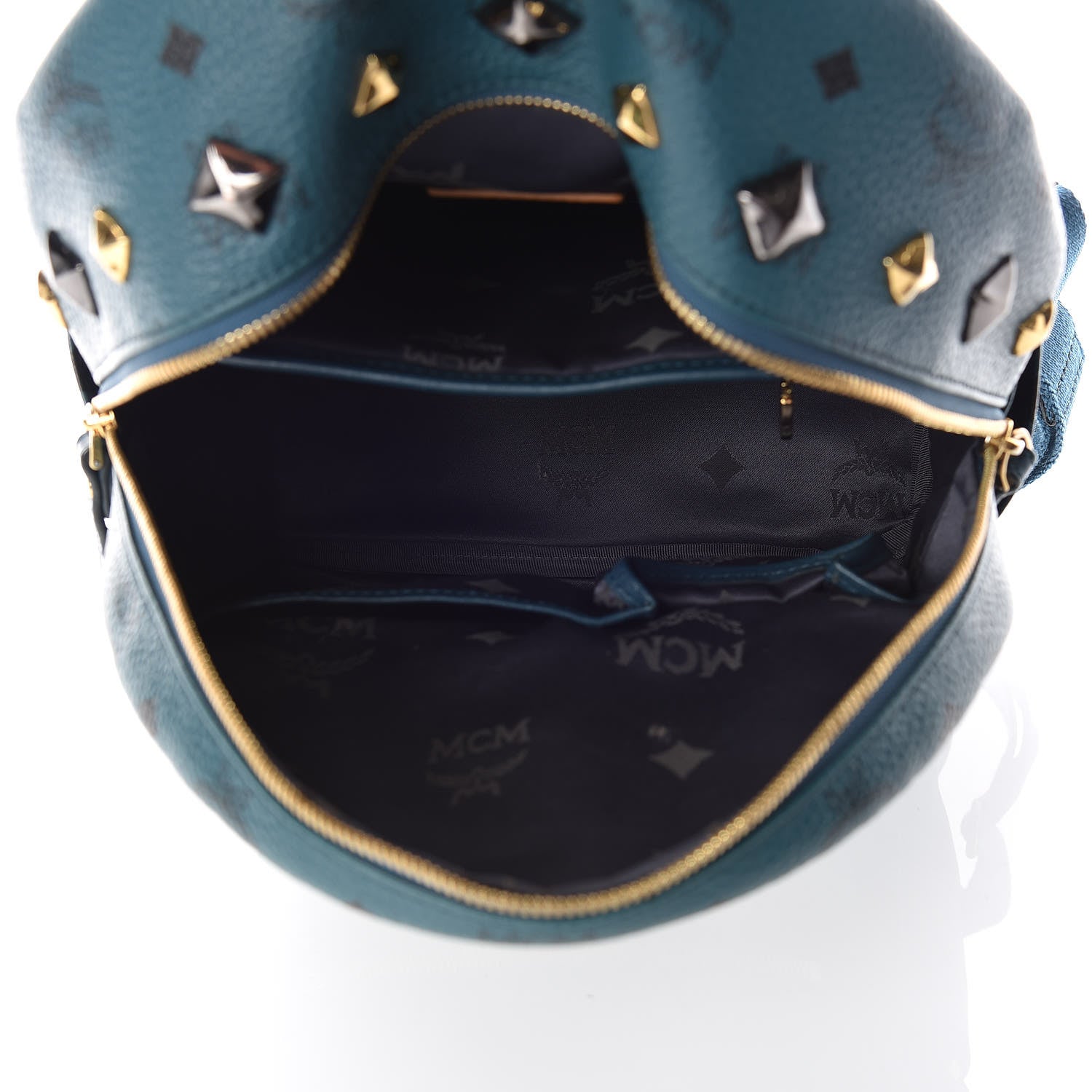 MCM Visetos Studded Small Stark M Backpack Teal 5 of 11