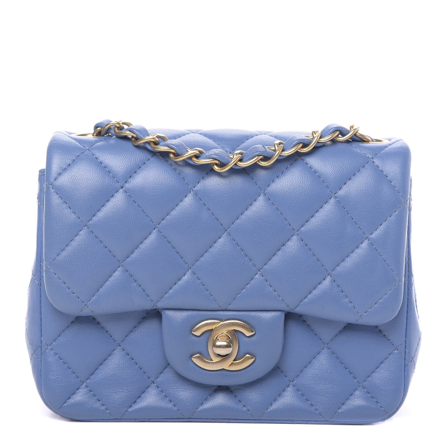Lambskin Quilted Mini Square Flap Blue
