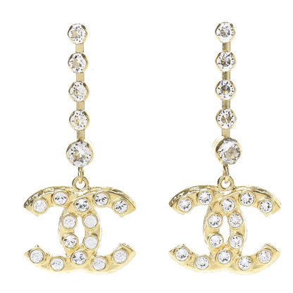 Chanel CC Crystal Drop Earrings Gold 1 of 5