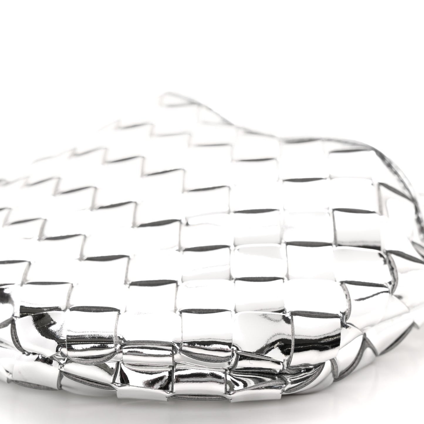 Mirror Laminated Nappa Intrecciato Mini Sardine Bag Silver