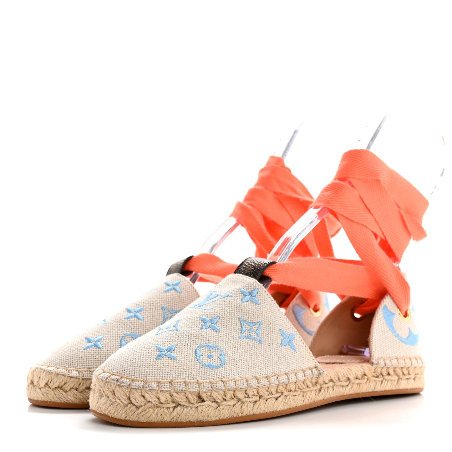 Canvas Monogram Starboard Espadrille Flats 37 Blue