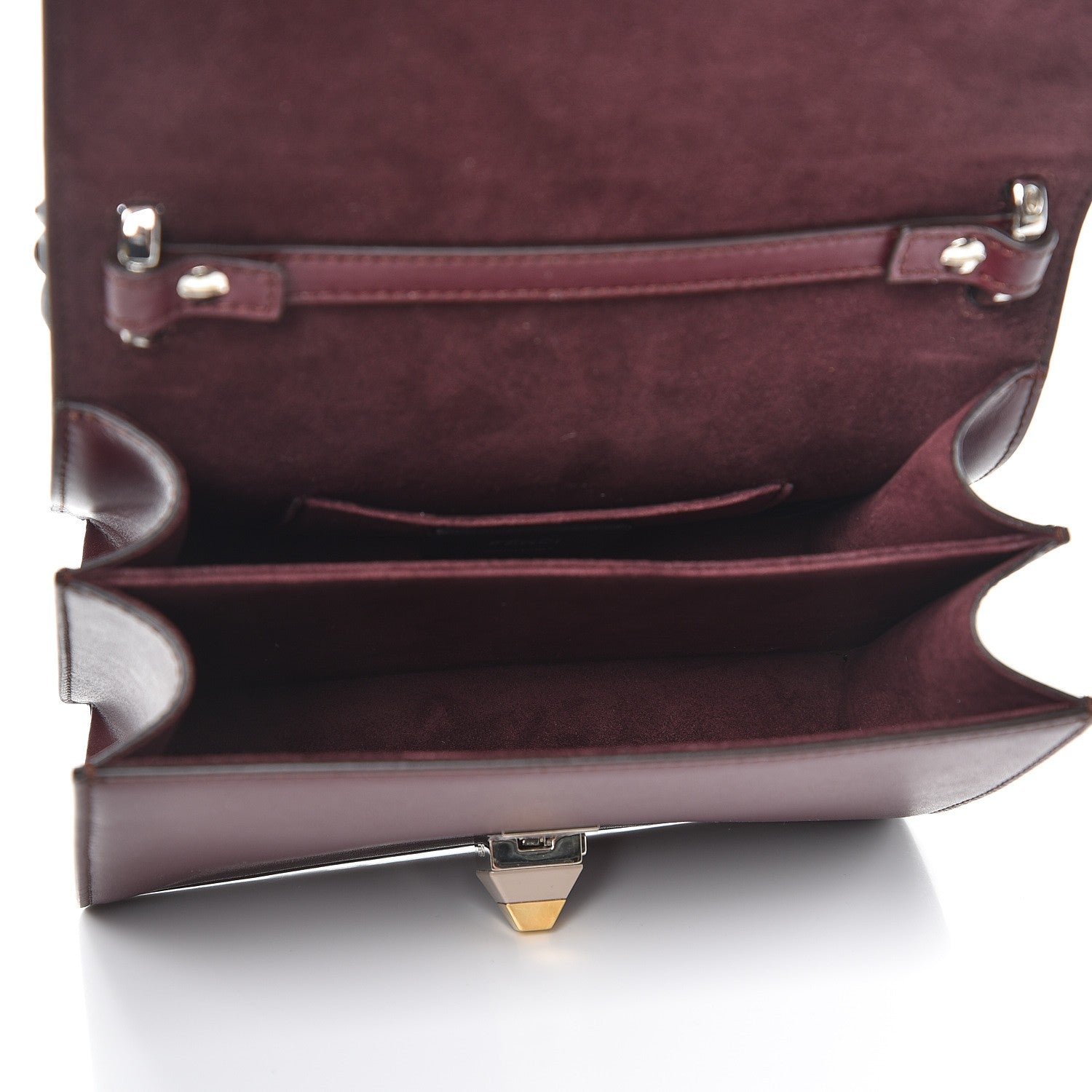 Fendi Vitello Liberty Studded Small Kan I Shoulder Bag Bordeaux Multicolor 5 of 11