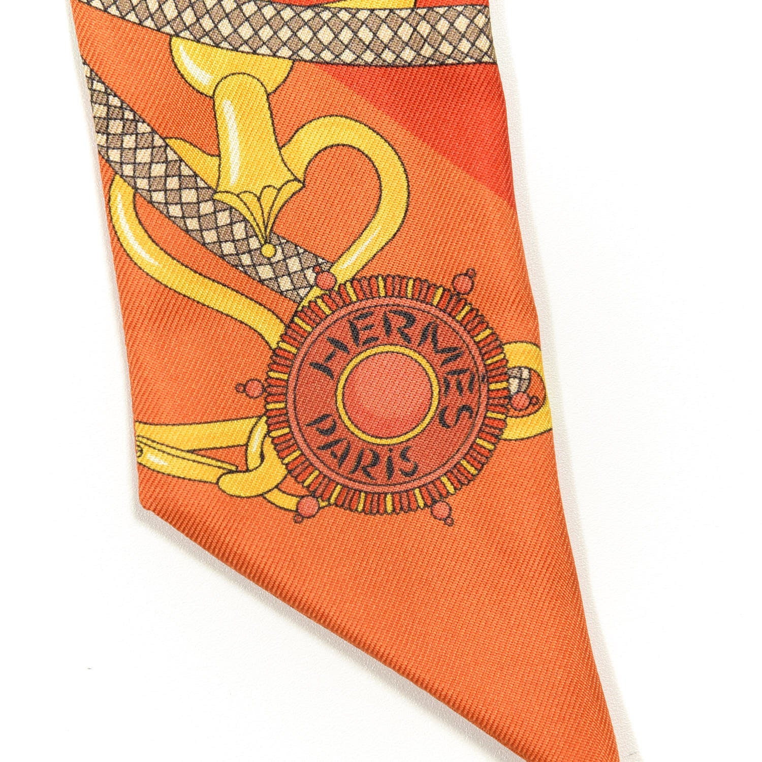Hermes Silk Festival des Amazones Twilly Orange Vermilion Golden Yellow 2 of 3