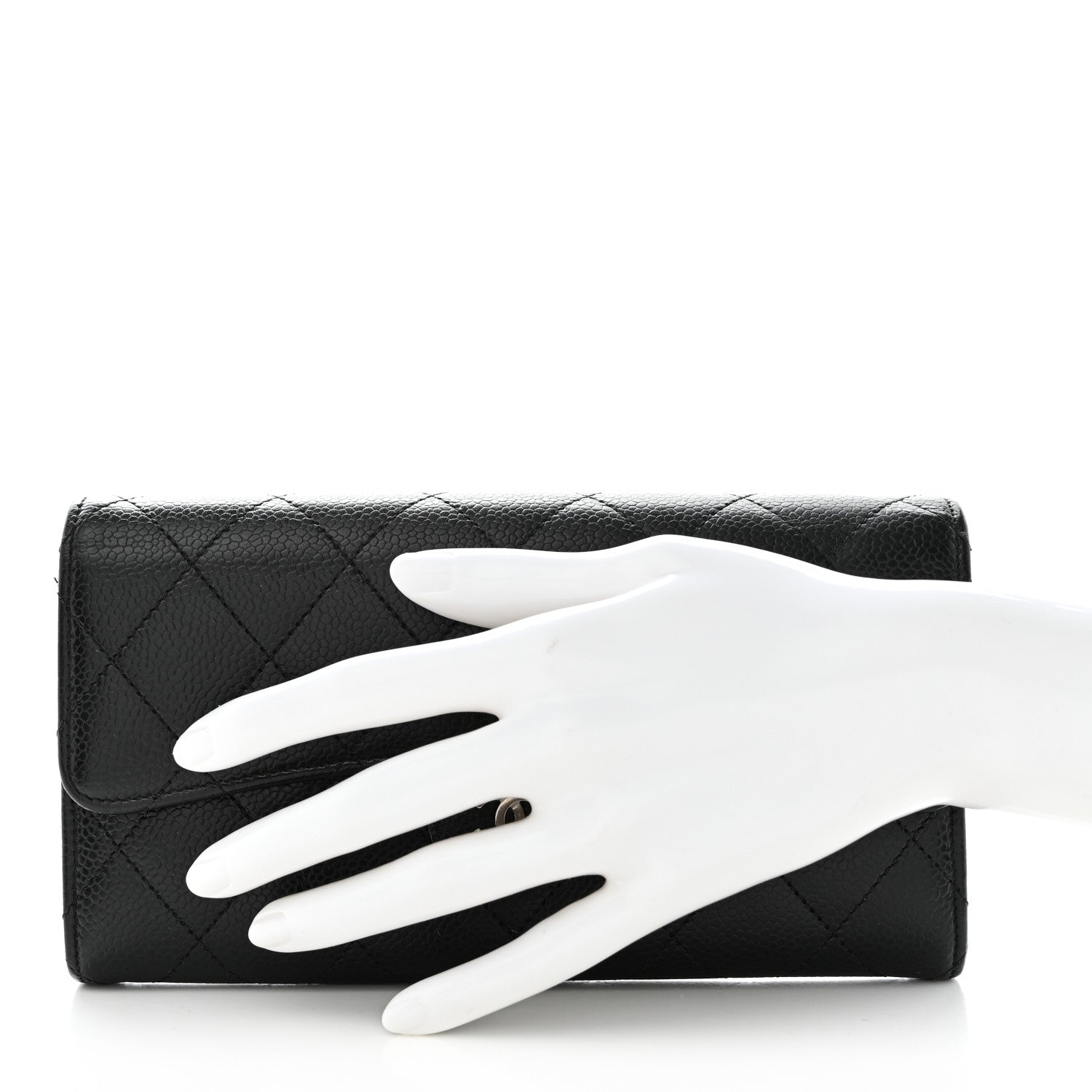Chanel Caviar Quilted Large Gusset Flap Wallet Black 2 of 10