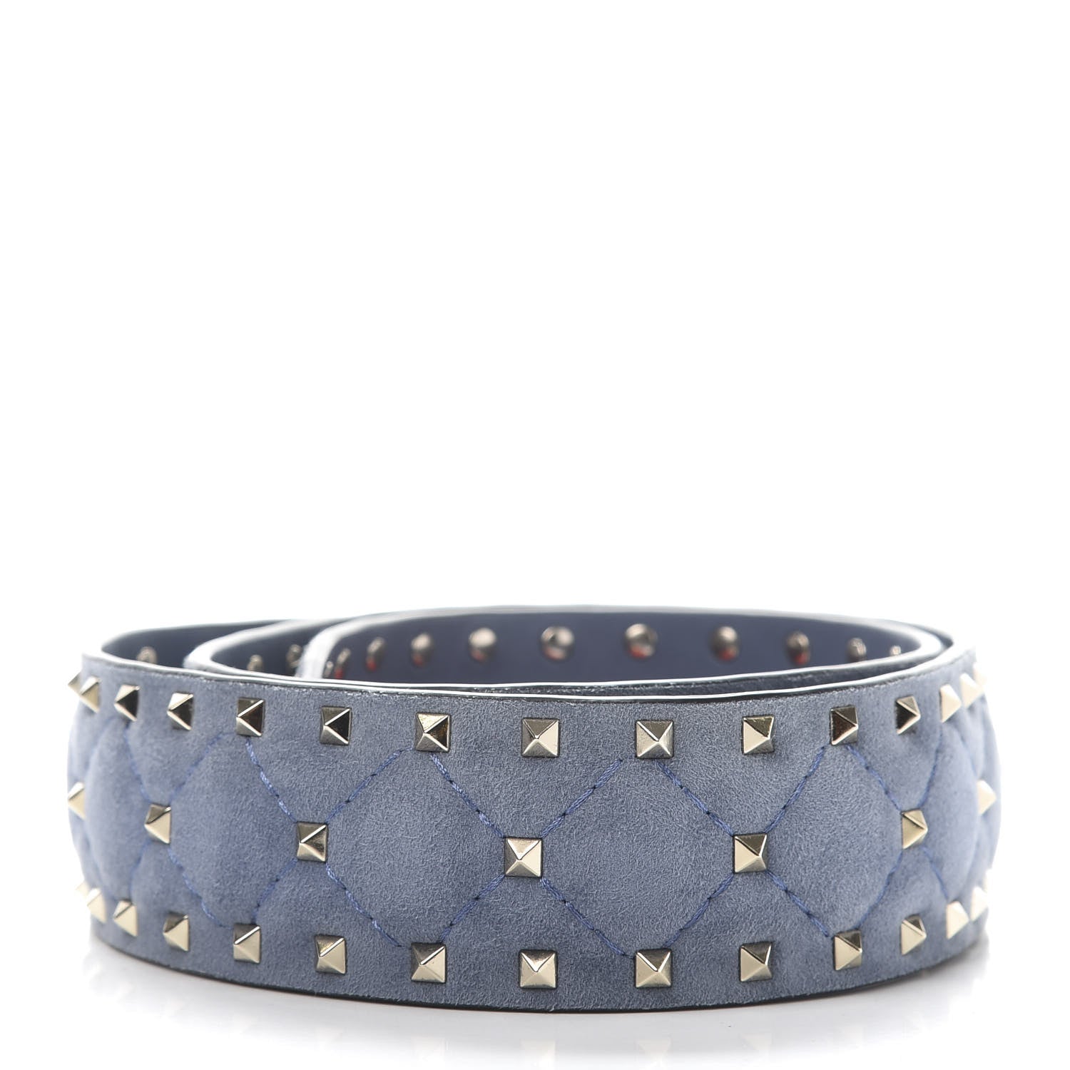 Valentino Garavani Suede Rockstud Spike Shoulder Strap Blue 2 of 5