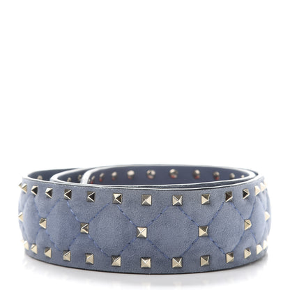 Valentino Garavani Suede Rockstud Spike Shoulder Strap Blue 2 of 5