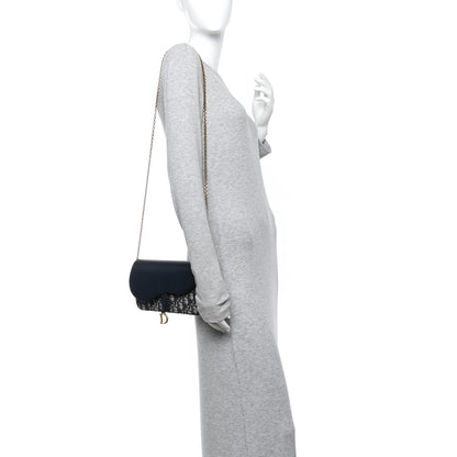 Christian Dior Oblique Smooth Calfskin Medium Saddle Pouch With Chain Blue 2 of 11