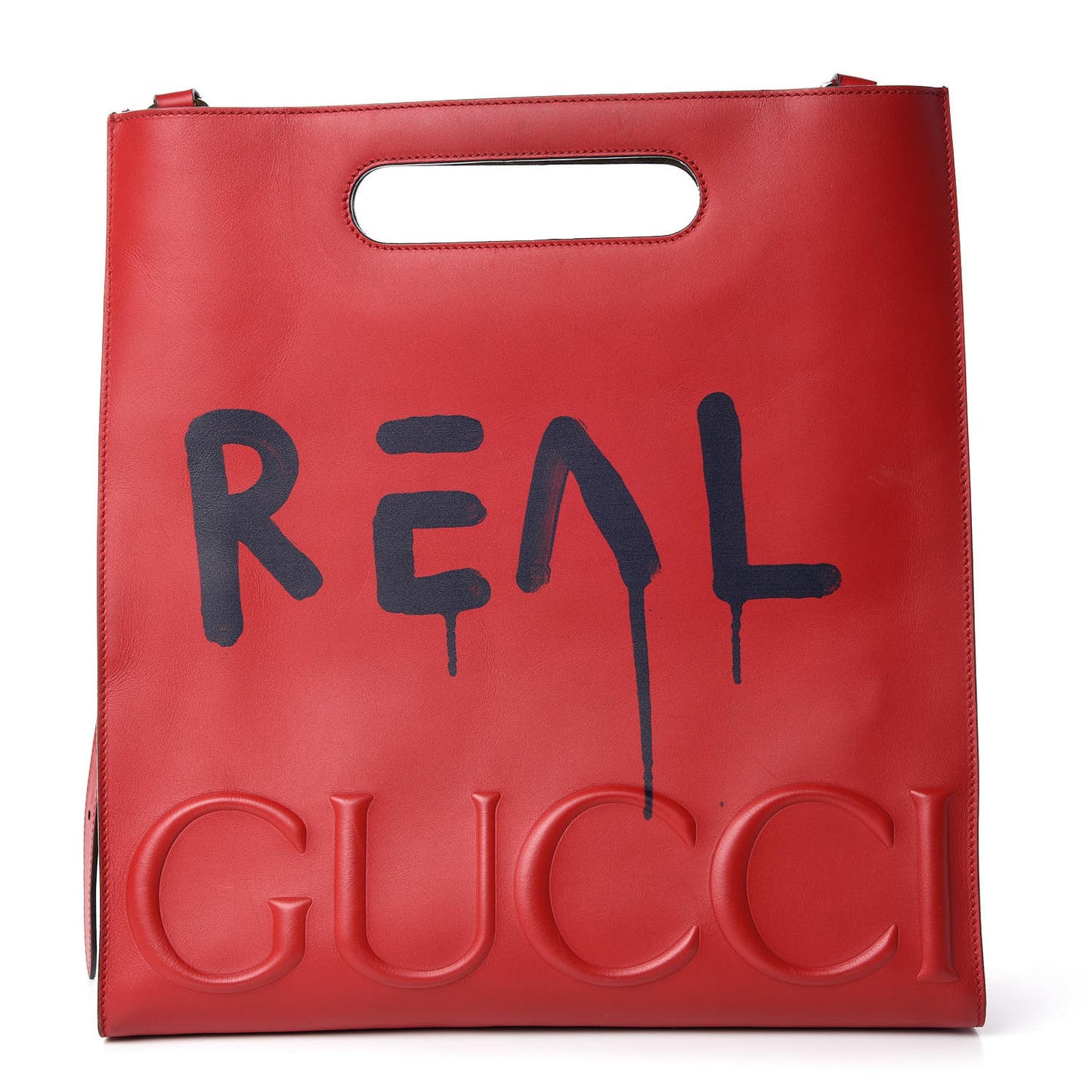 Calfskin GucciGhost Real Medium XL Tote Hibiscus Red