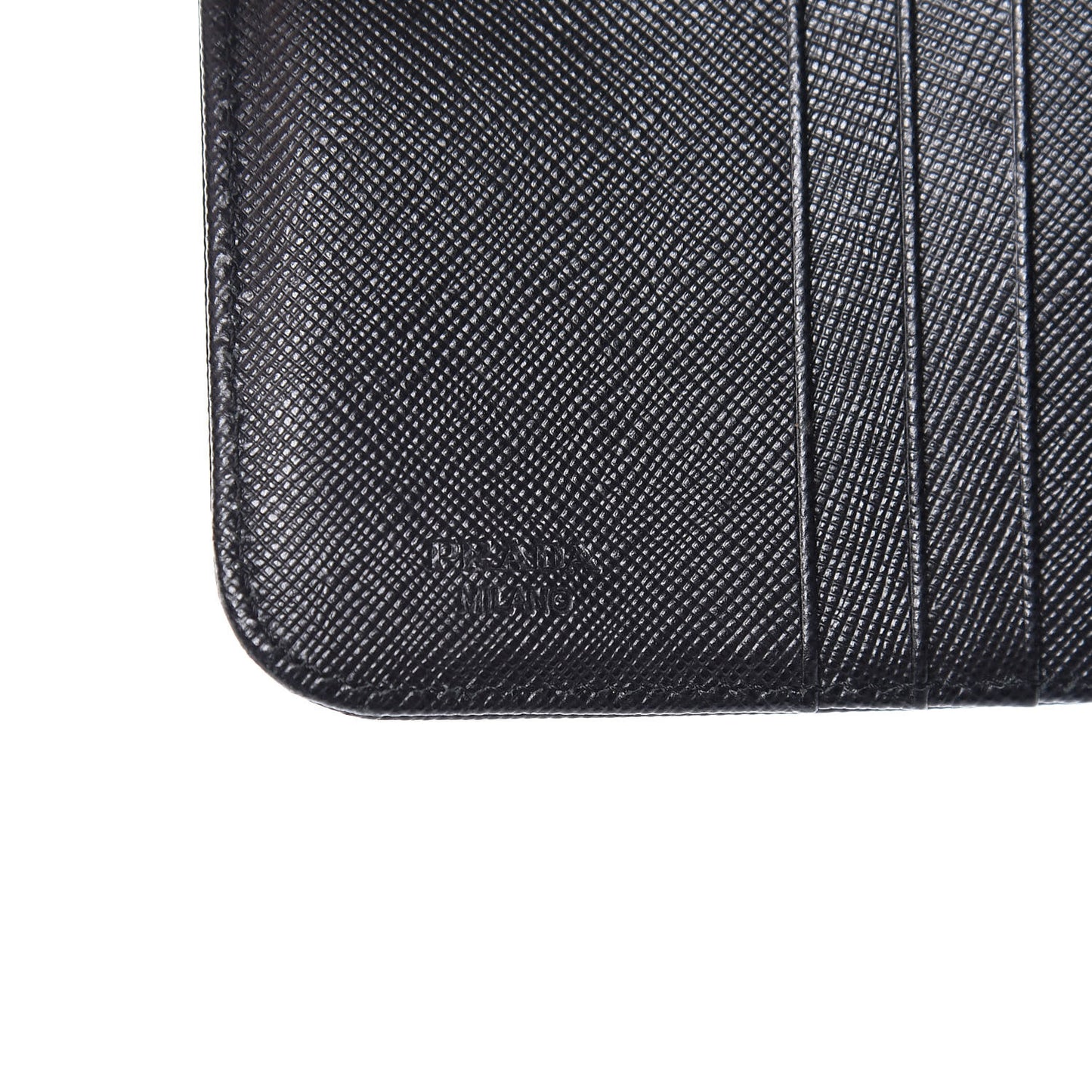 Saffiano Metal Compact Zip Around Wallet Black