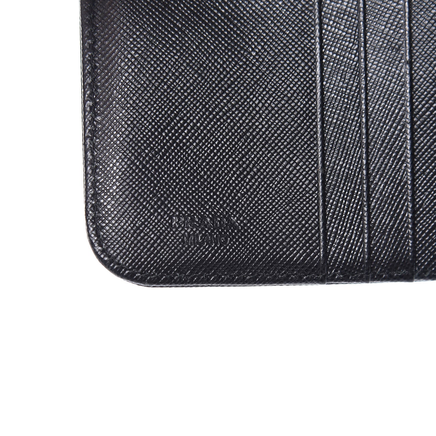 Prada Saffiano Metal Compact Zip Around Wallet Black 6 of 12