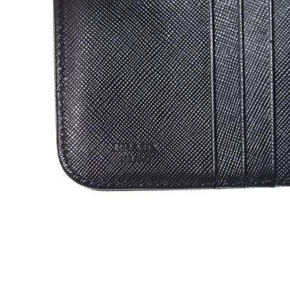 Prada Saffiano Metal Compact Zip Around Wallet Black 6 of 12