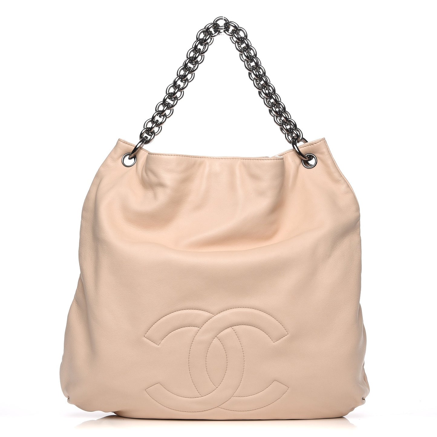 Lambskin Soft and Chain Large Hobo Beige