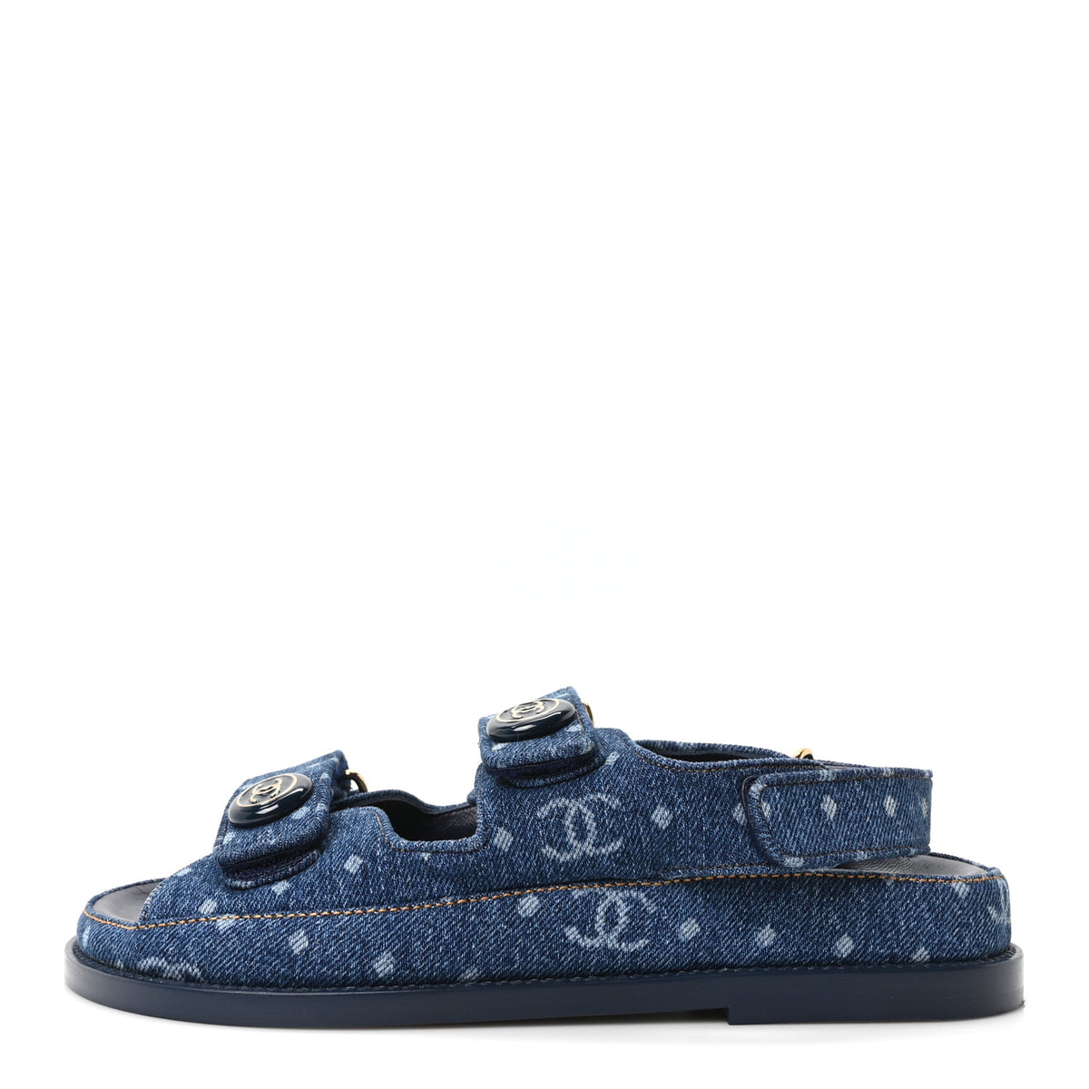 Chanel Printed Denim CC Dad Sandals 35.5 Light Blue 1 of 10