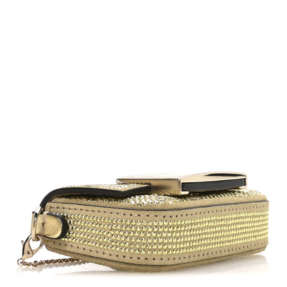 Fendi Crystal Vitello Laminato FF Nano Maxi Buckle Baguette Charm Light Gold 3 of 9