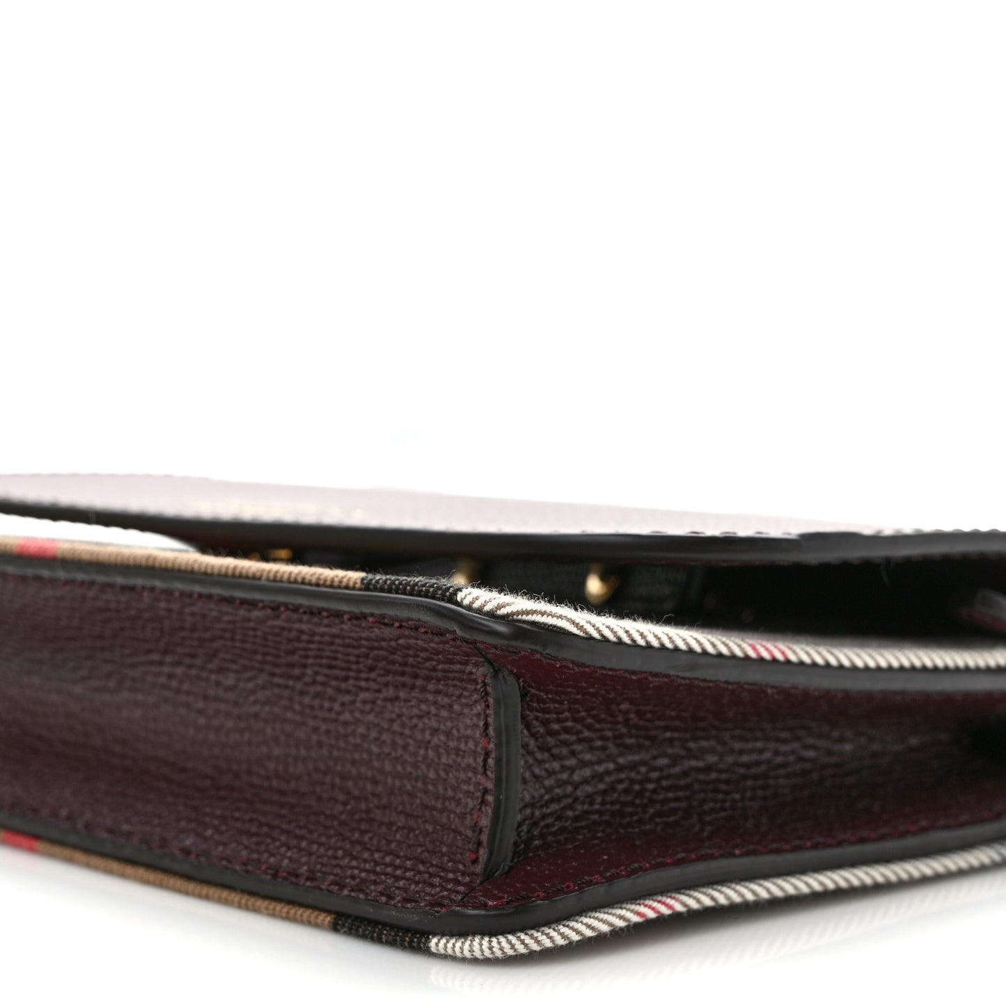 Grained Calfskin House Check Tartan Mix Hampshire Wallet On Chain Burgundy