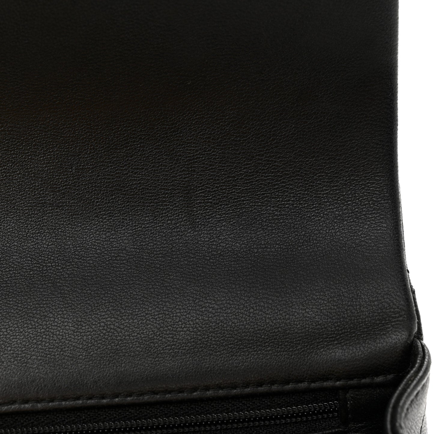 Lambskin Quilted Mini Lion Charm Top Handle Rectangular Flap Black