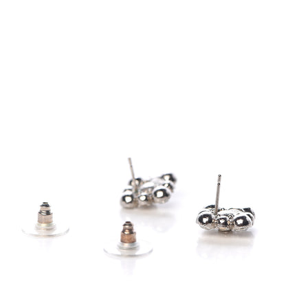 Chanel Crystal CC Flower Earrings Silver 4 of 4