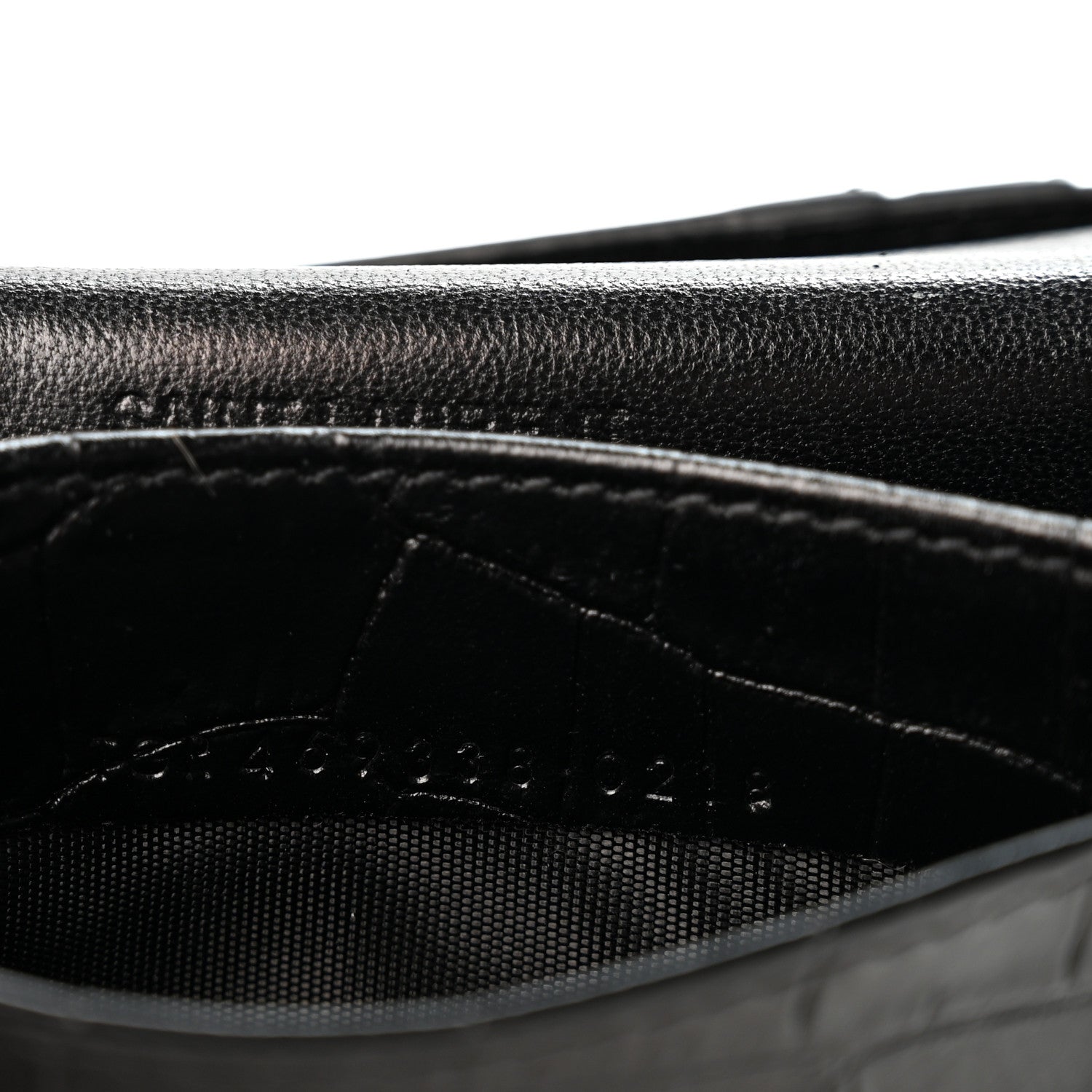 Saint Laurent Calfskin Crocodile Embossed Business Card Case Black 7 of 7