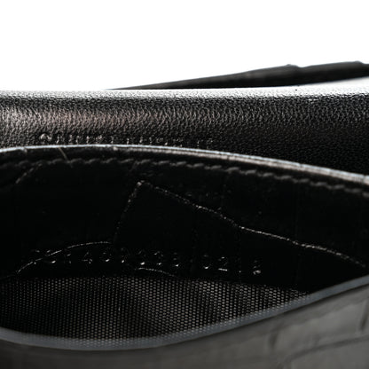 Saint Laurent Calfskin Crocodile Embossed Business Card Case Black 7 of 7