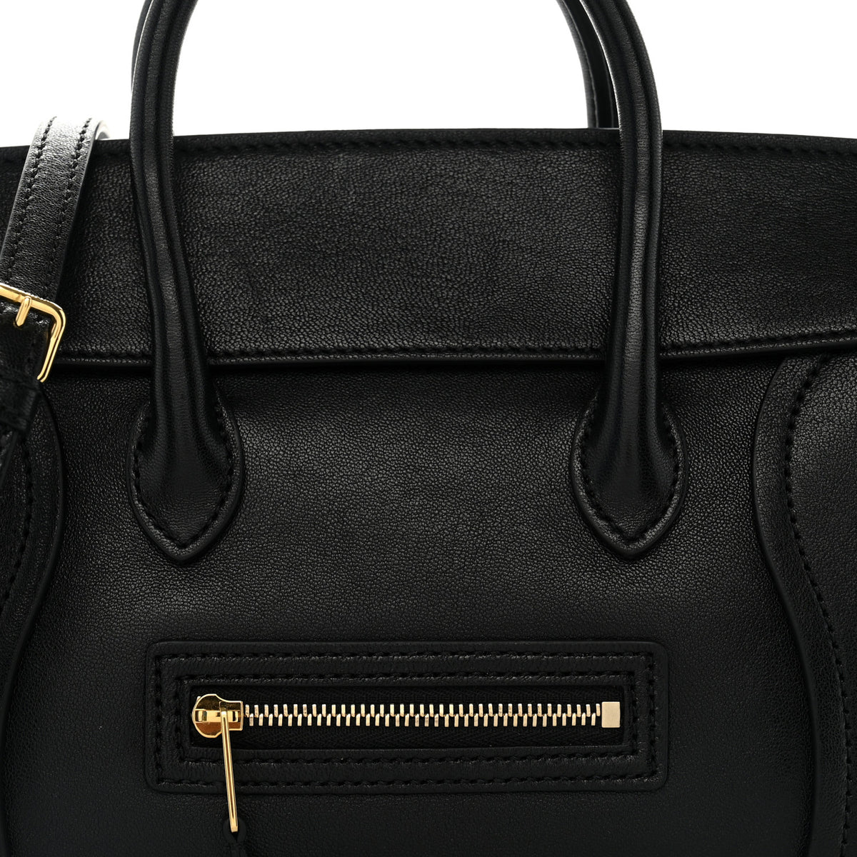 Supple Shiny Lambskin Little New Luggage Black