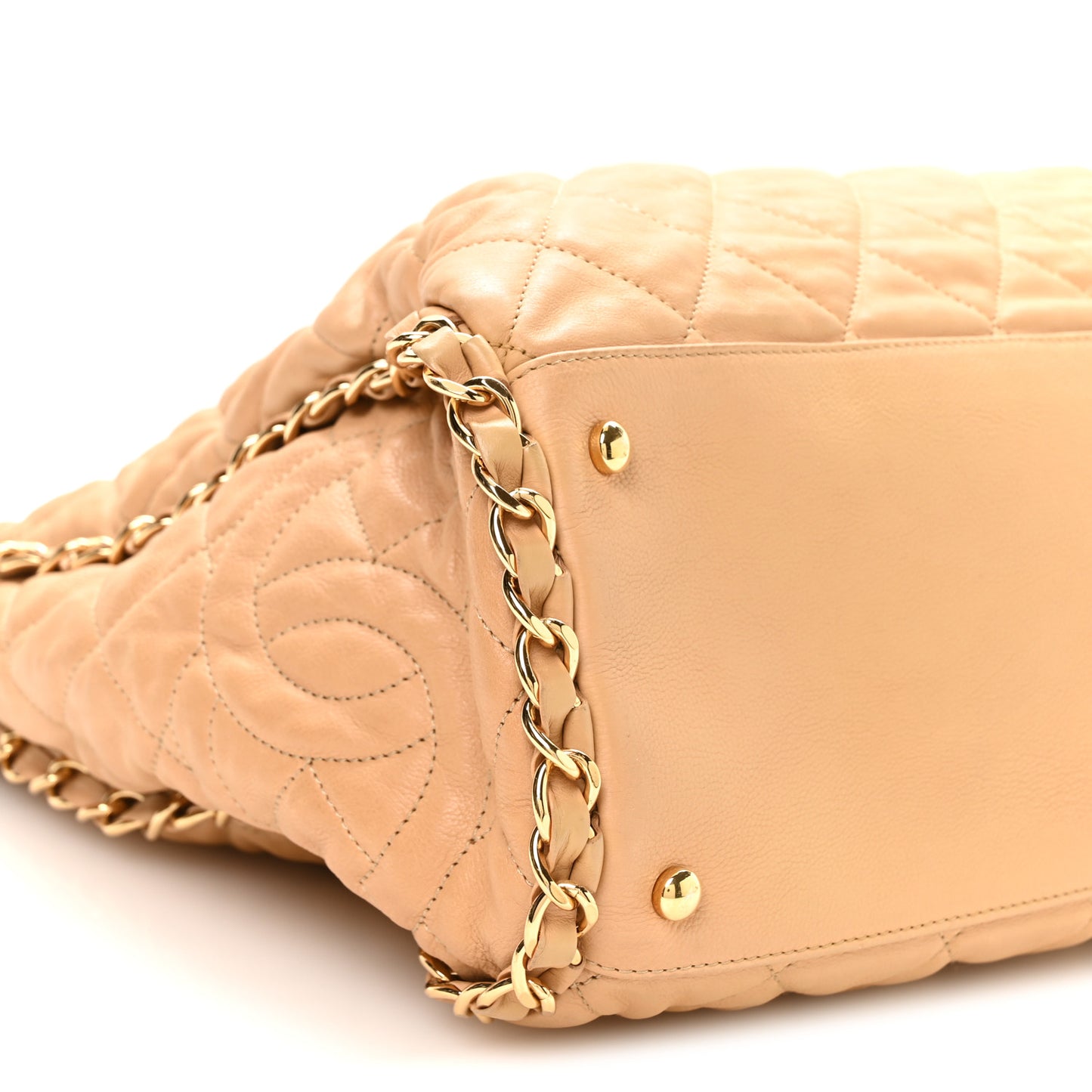 Calfskin Quilted Large Chain Me Hobo Beige