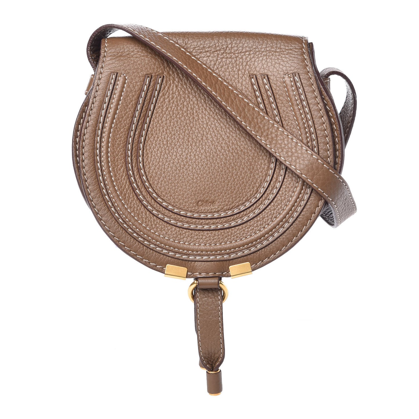 Calfskin Mini Marcie Round Crossbody Bag Nut