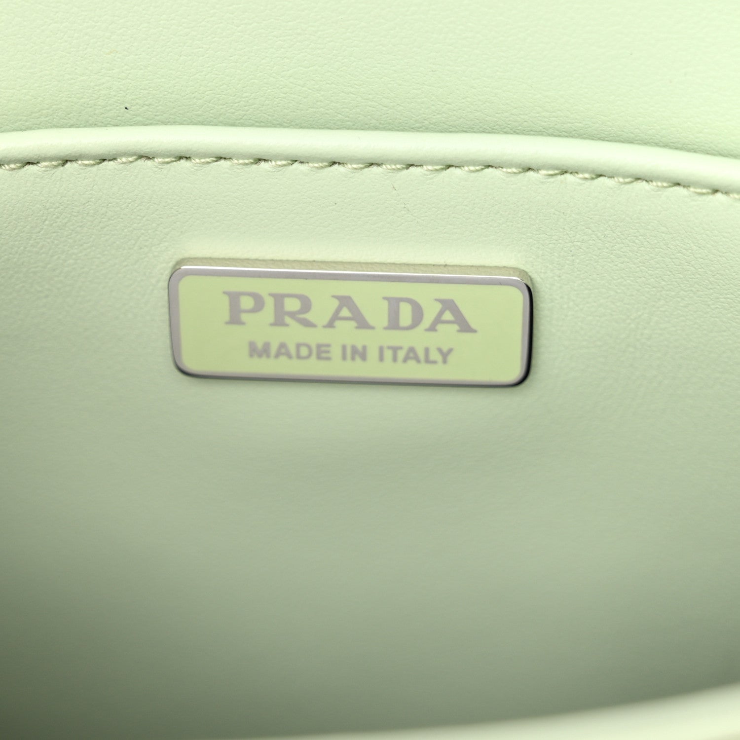 Prada Spazzolato Metal Triangle Logo Small Double Handle Crossbody Tote Acqua 6 of 10