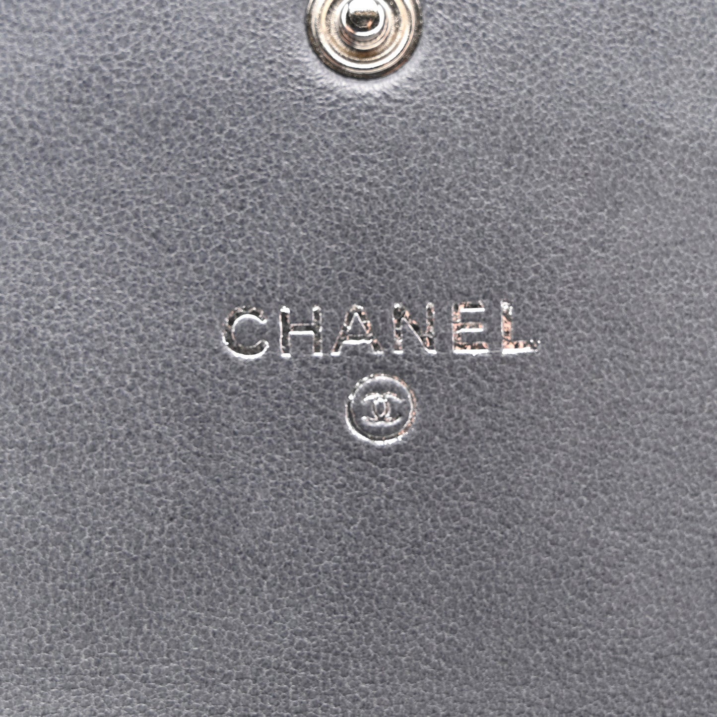 Lambskin Camellia Embossed Medium Wallet Grey