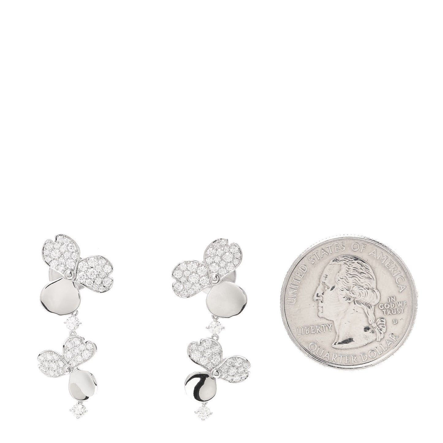 Platinum Diamond Paper Flowers Cluster Drop Earrings