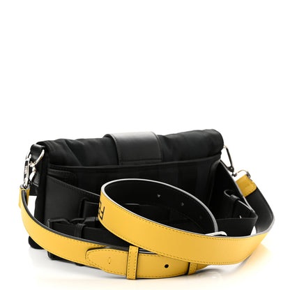 Fendi Recycled Nylon Vitello Grace Light Pequin Logo Puffer Belt Baguette Bag Black Sunflower 3 of 10