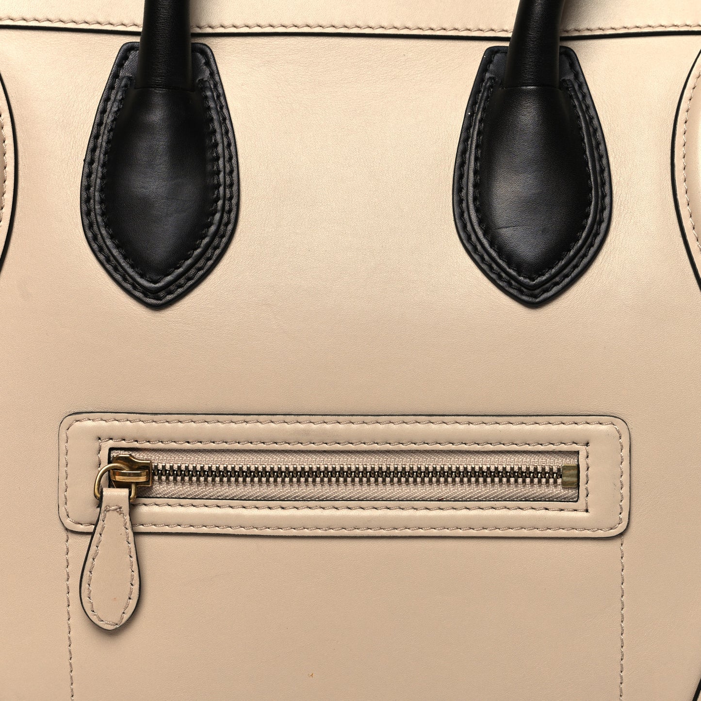 Satin Calfskin Mini Bi-Color Luggage Powder Black