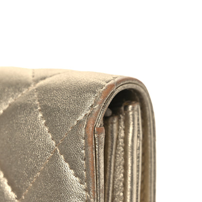 Chanel Metallic Lambskin Quilted Large Gusset Flap Wallet Gold 8 of 10
