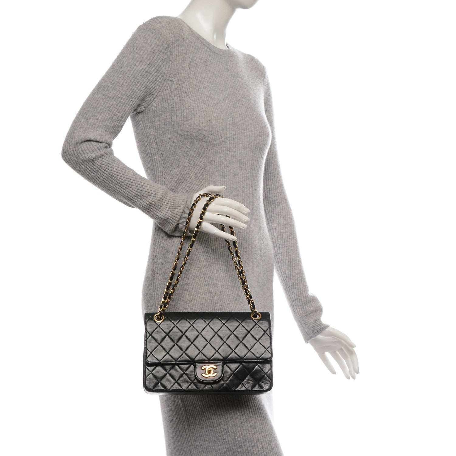 Chanel Lambskin Quilted Medium Double Flap Black 2 of 10