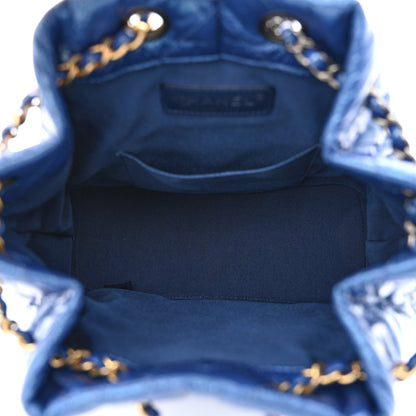 Chanel Iridescent Aged Calfskin Chevron Quilted Small Gabrielle Backpack Blue 5 of 10