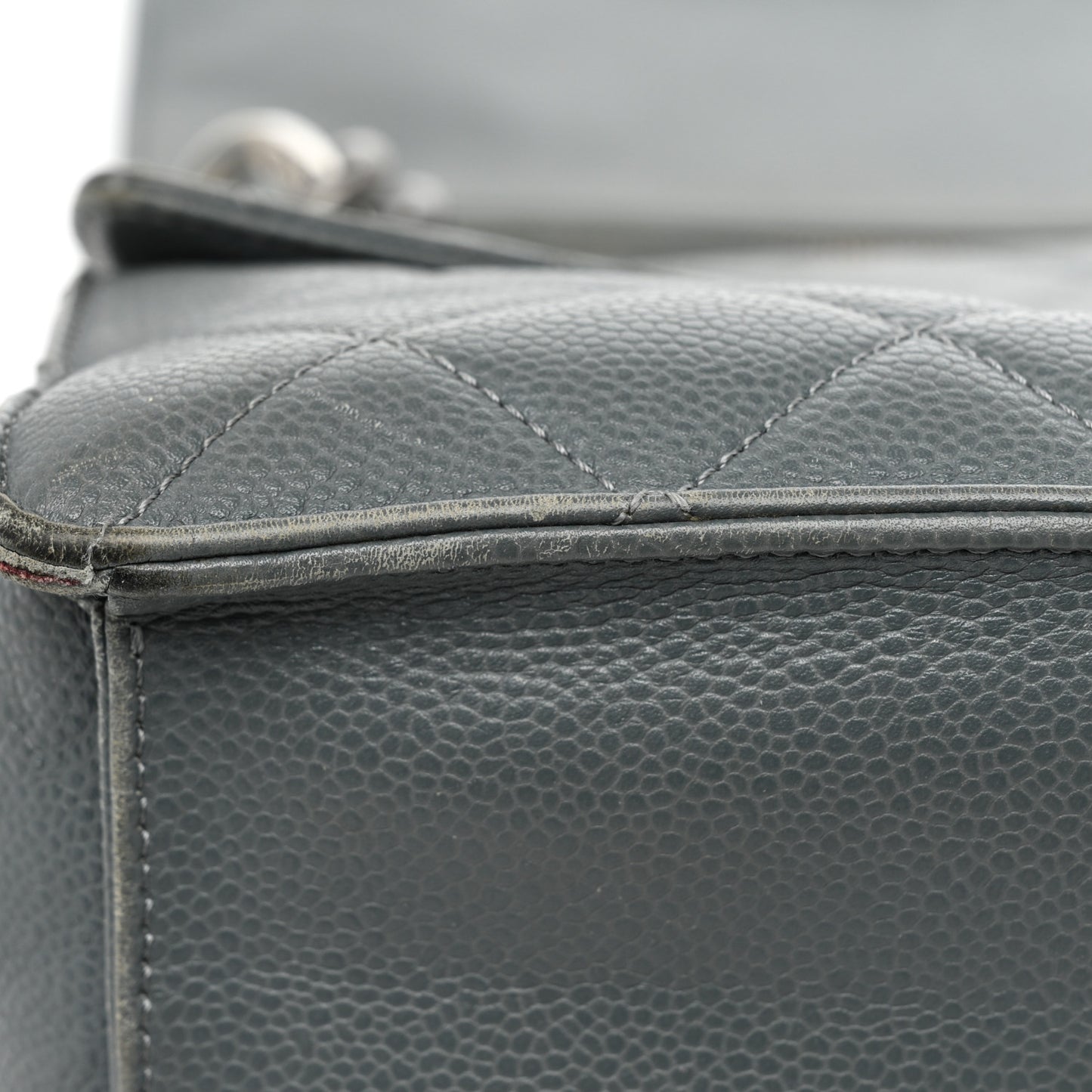Caviar Quilted Large Retro Class Flap Grey