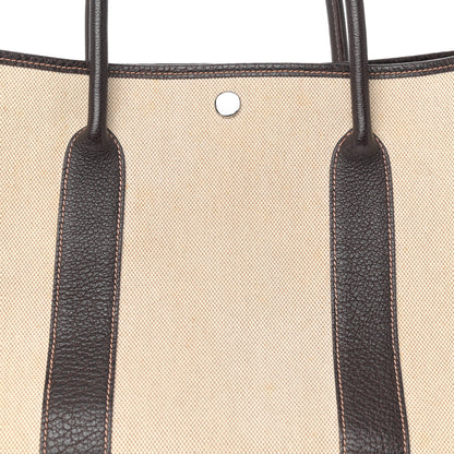 Hermes Buffle Skipper Toile Garden Party 36 MM Tote Marron Fonce 8 of 11
