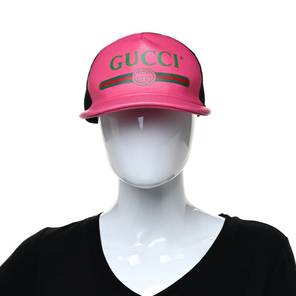 Gucci Cripto Calfskin Logo Baseball Hat M Fuxia Black 2 of 6