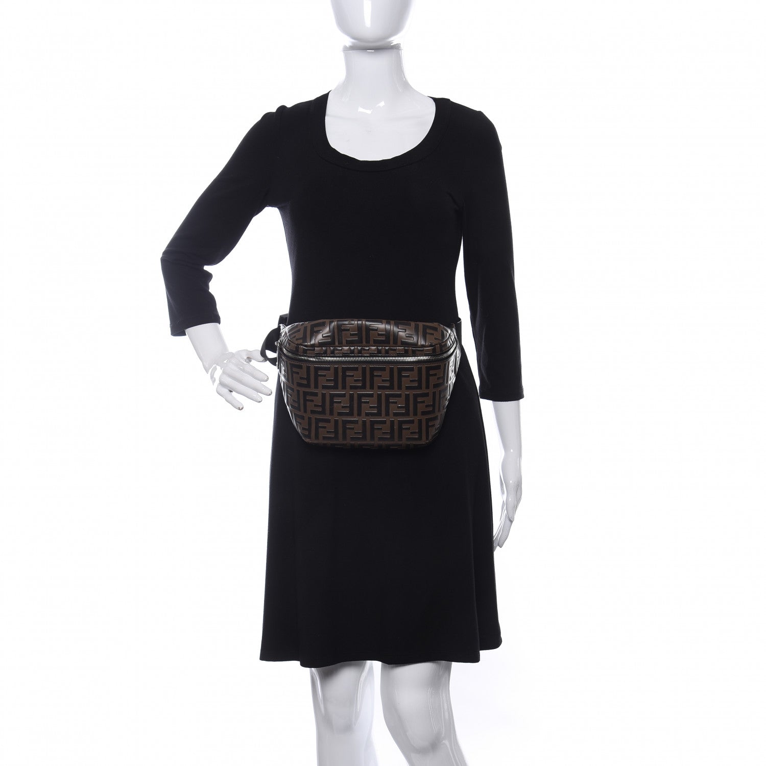 Fendi Vitello Century Bi-Color FF 1974 Embossed Belt Bag Maya Black 2 of 11