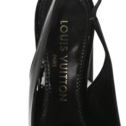 Louis Vuitton Patent Calfskin Shake Slingback Pumps 38 Black 8 of 9