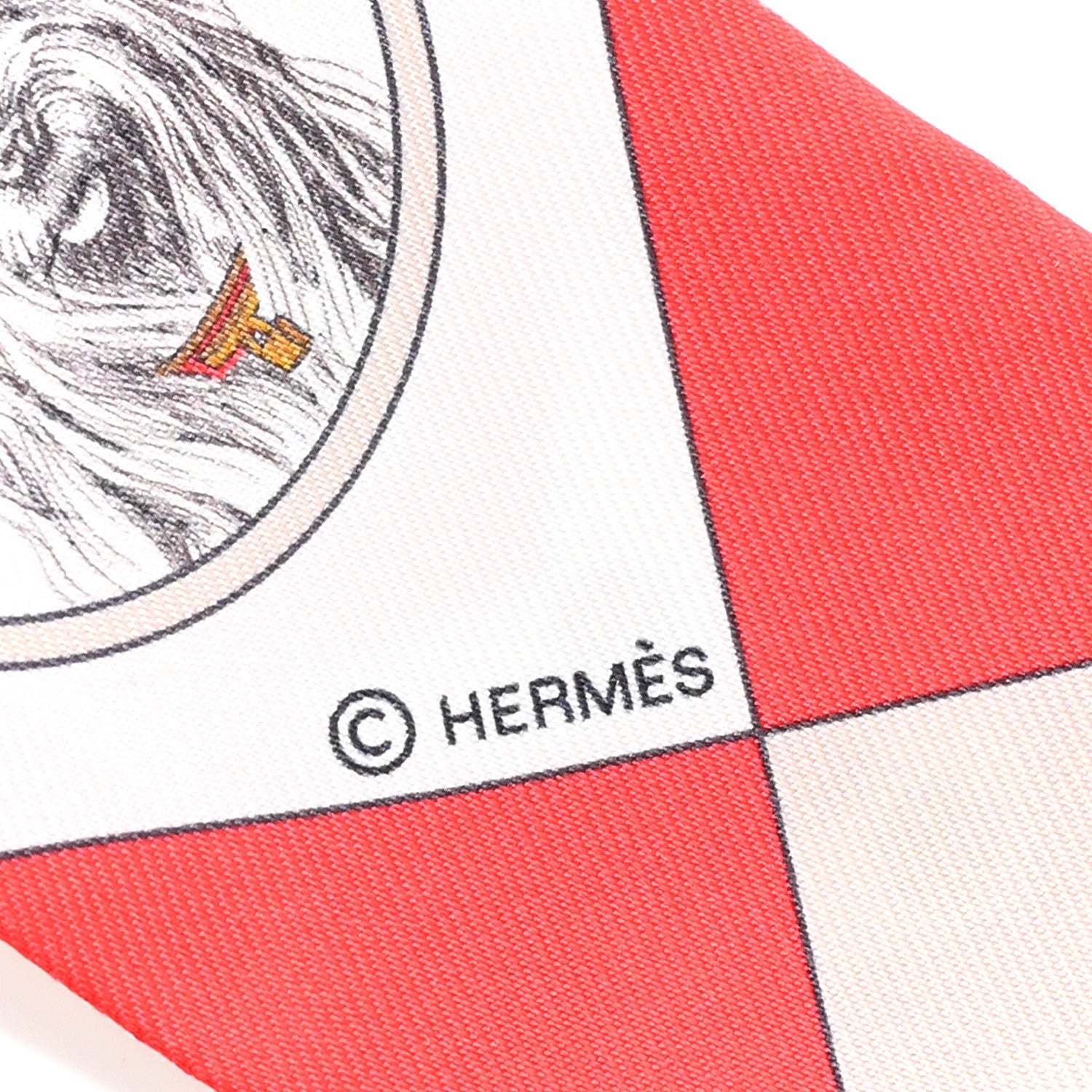 Hermes Silk Colliers et Chiens Twilly Rouge White Mastic 3 of 10