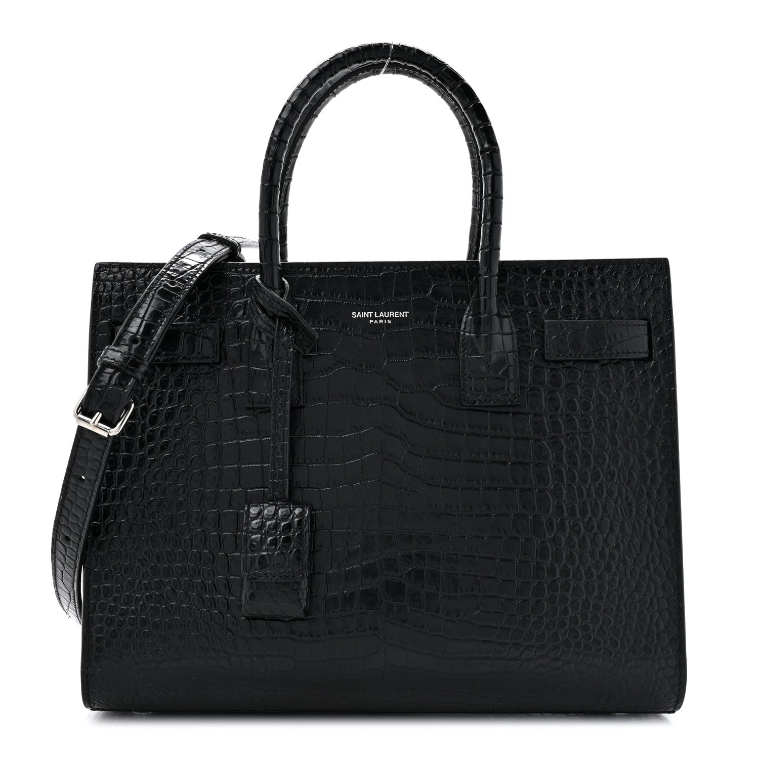 Saint Laurent Calfskin Crocodile Embossed Baby Sac De Jour Black 1 of 13