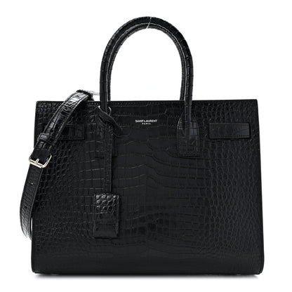 Saint Laurent Calfskin Crocodile Embossed Baby Sac De Jour Black 1 of 13