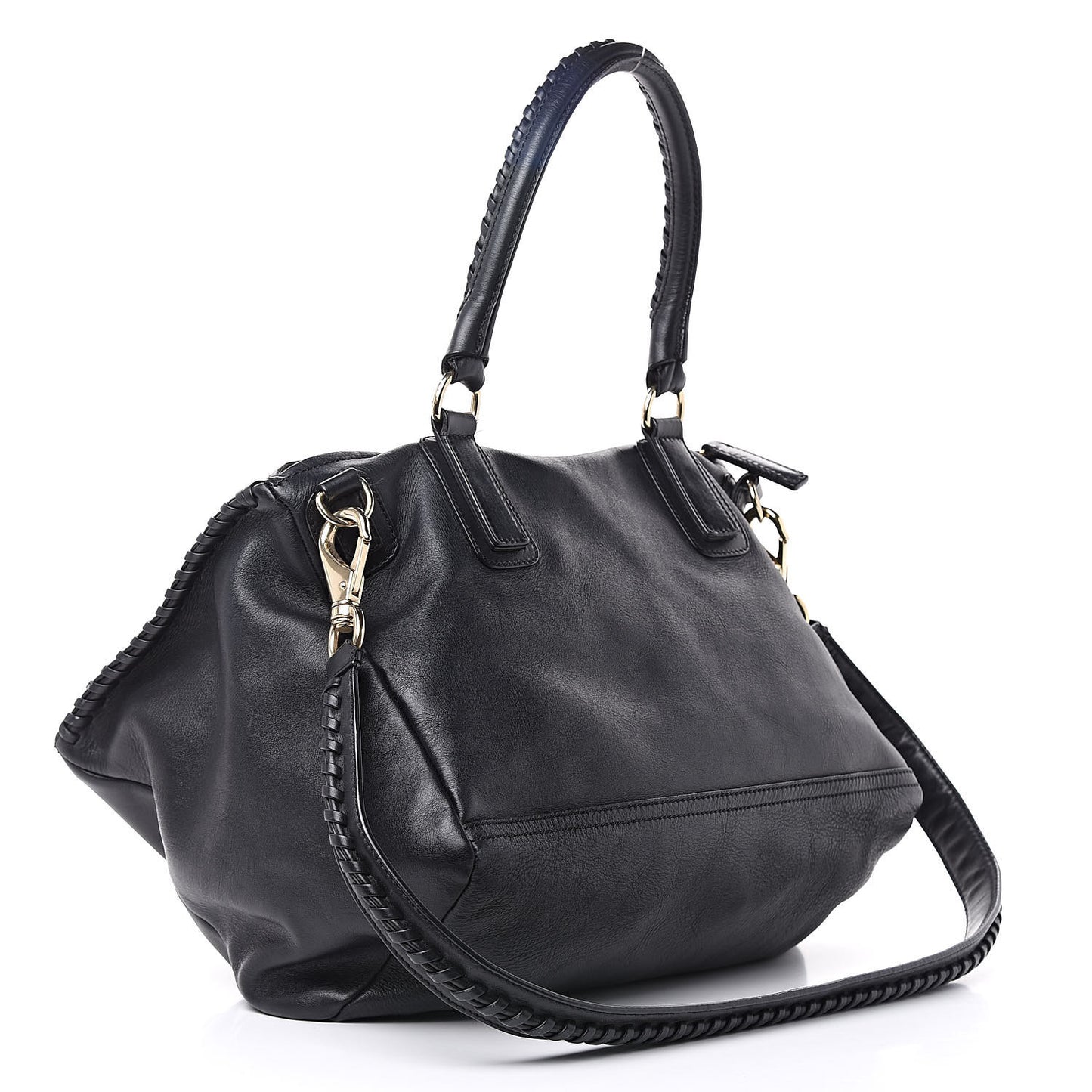 Calfskin Whipstitch Large Pandora Black