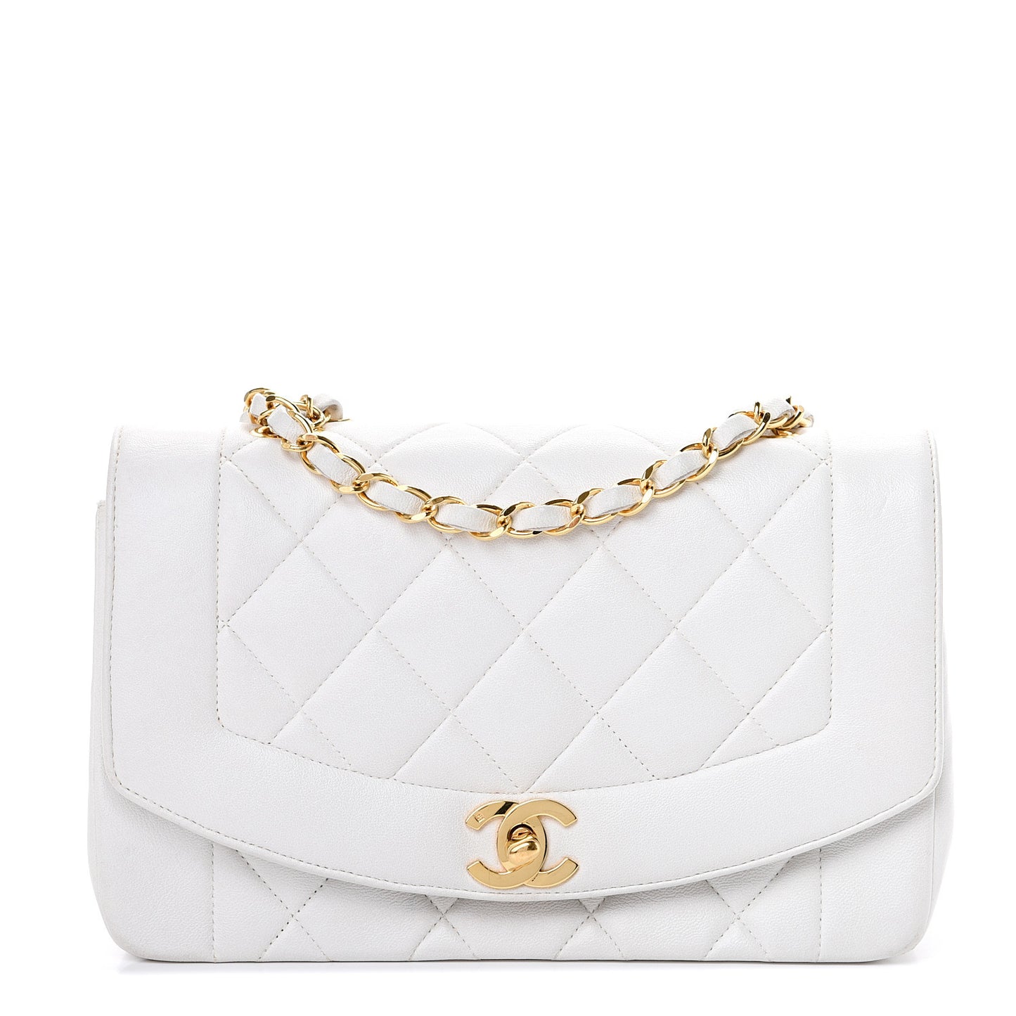 Lambskin Quilted Small Single Flap White