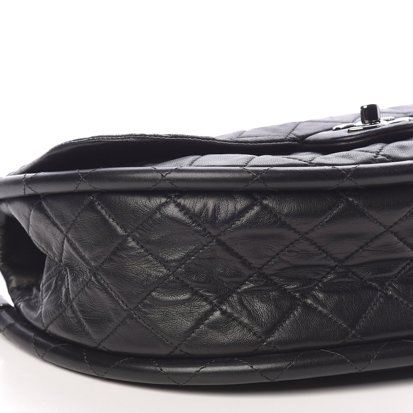 Lambskin Quilted Medium Hula Hoop Flap Black