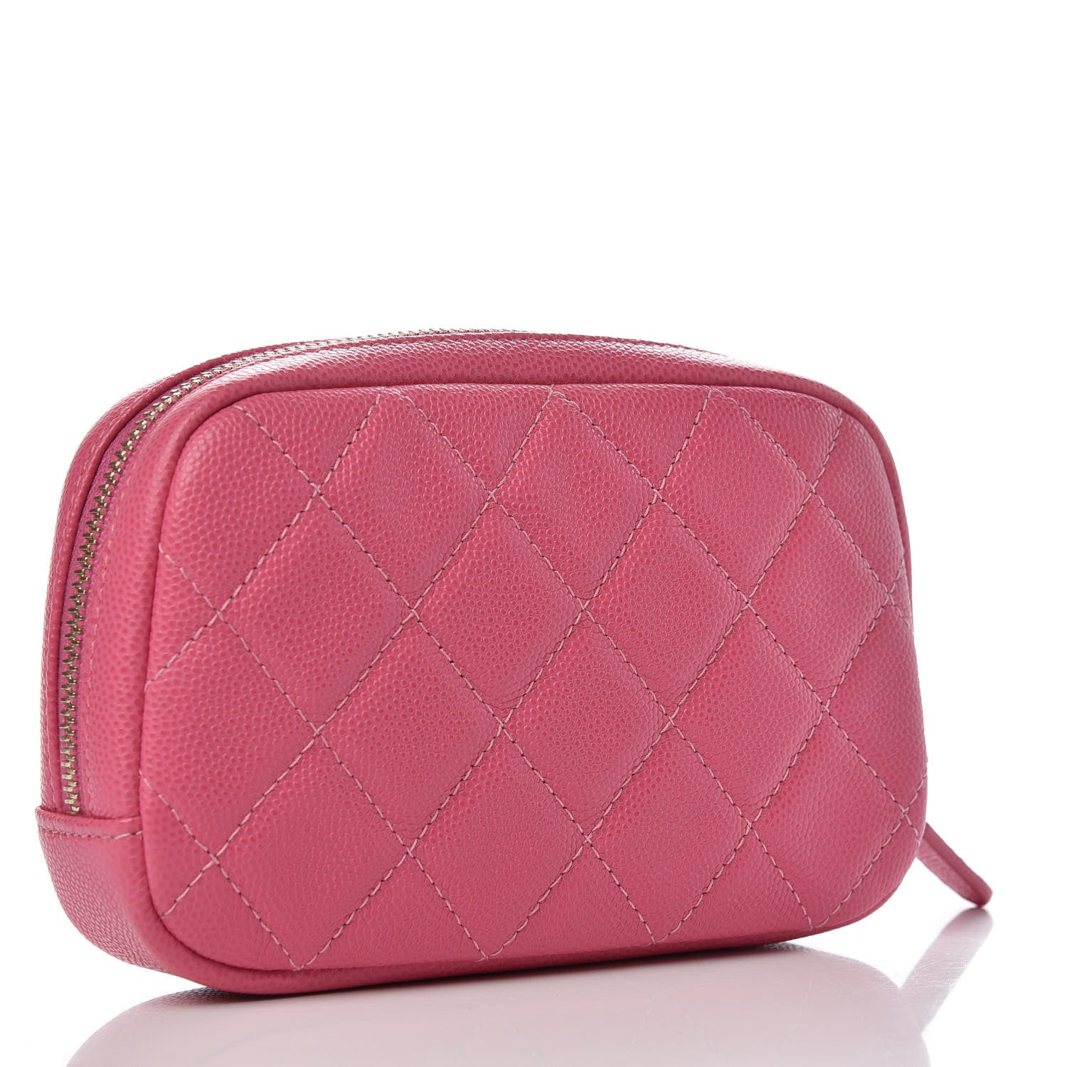 Chanel Caviar Quilted Small Curvy Pouch Cosmetic Case Pink 3 of 8