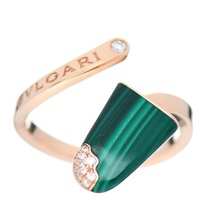 Bulgari 18K Rose Gold Malachite Diamond Gelati Ring 53 6.25 1 of 7