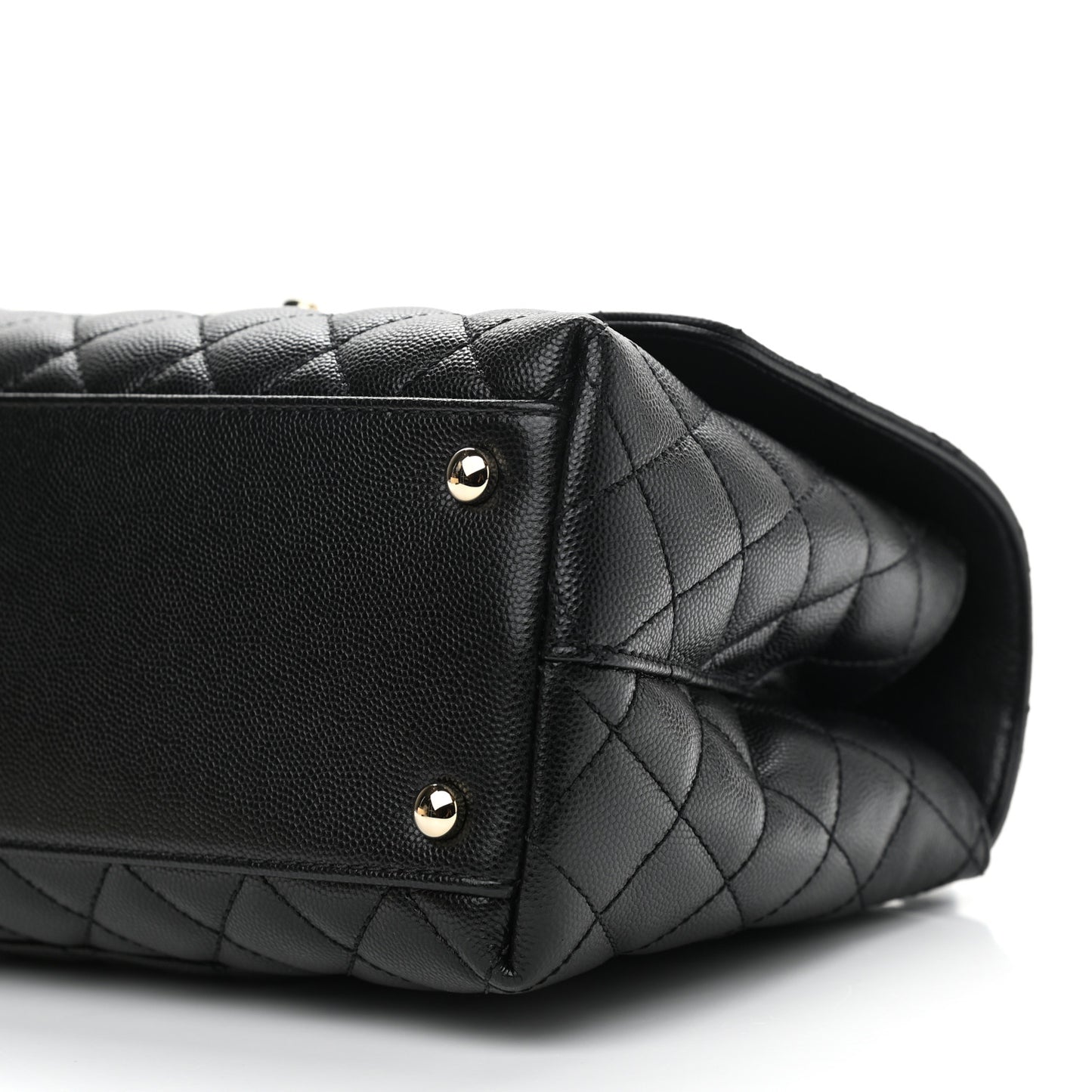 Caviar Quilted Small Coco Handle Flap Black