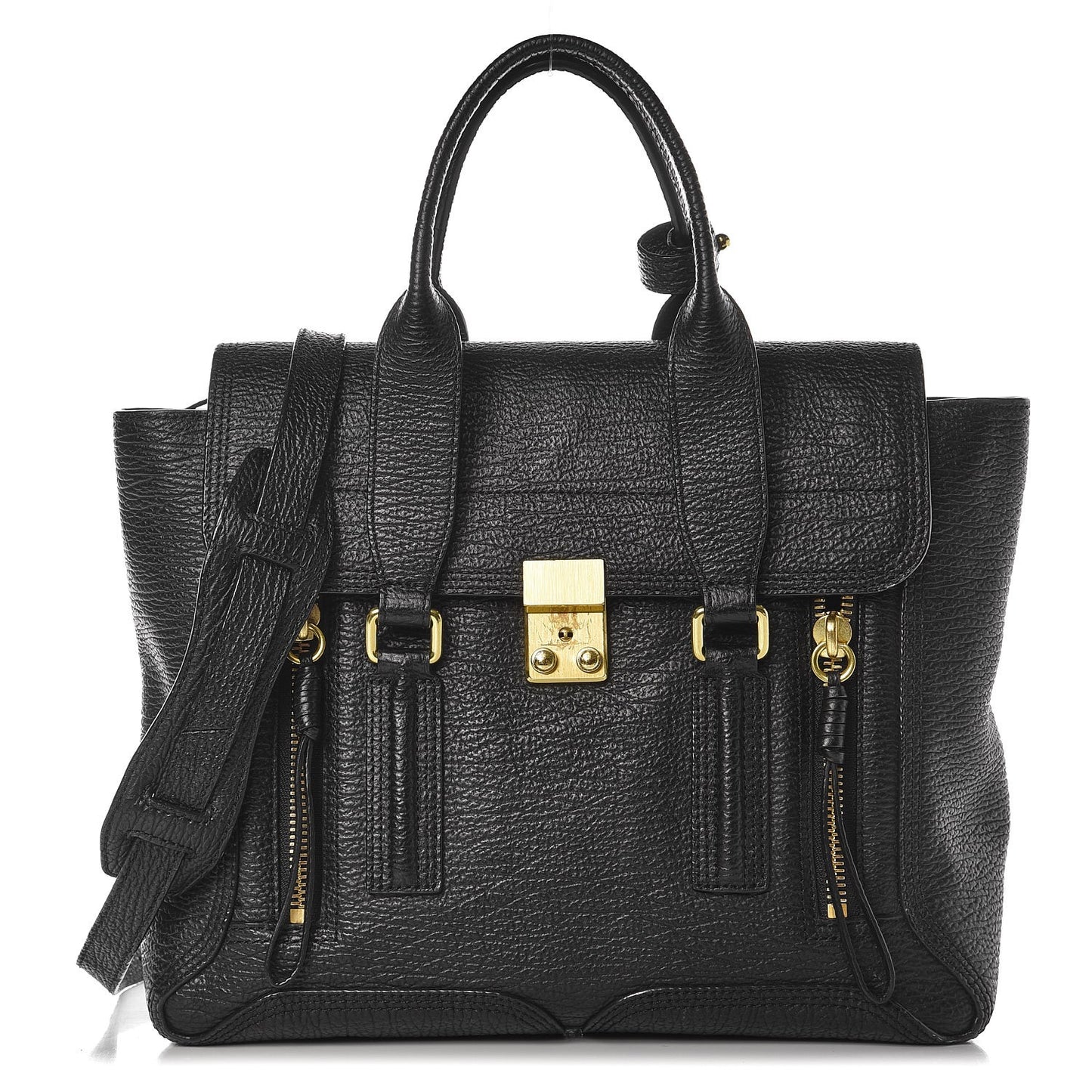 3.1 Textured Calfskin Medium Pashli Satchel Black