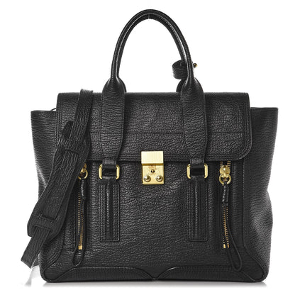 3.1 Phillip Lim 3.1 Textured Calfskin Medium Pashli Satchel Black 1 of 8